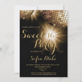 Convites Tendy Modern Dourada Disco Ball