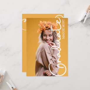 Convites Tendy Modern Simple Script Photo Graduation Invit