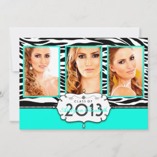 Convites Tendy Modern Zebra Striped 2013 Graduation