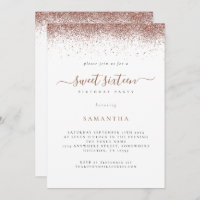 Tendy Rosa Dourado Glitter Script Sweet 16