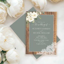 Tendy Sage Green Rustic Wood Script Wedding Invit