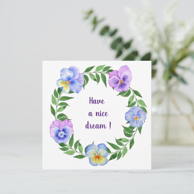 Convites Tenha um bom sonho! Flores em aquarela   (Em pé/Frente)