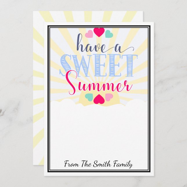 Convites tenha um doce doador de verão, dinheiro do CARD HO (Frente/Verso)
