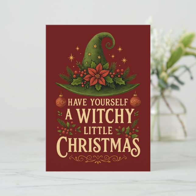 Convites Tenha um Natal Bruxo (Em pé/Frente)
