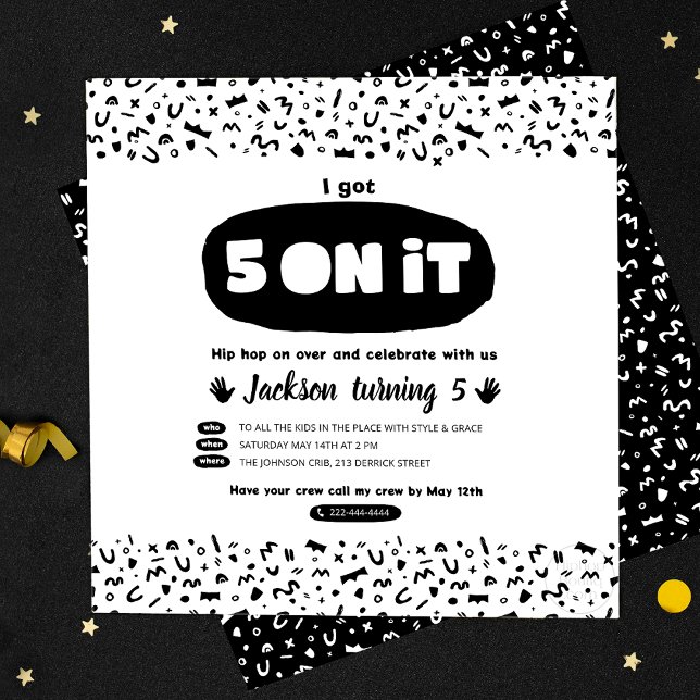 Convites Tenho 5, 90 anos de Hip Hop Aniversário Rap (Criador carregado)