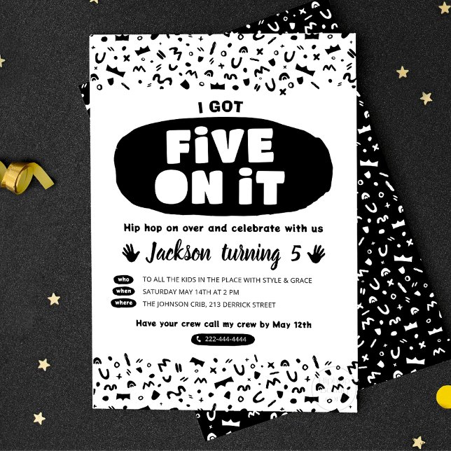 Convites Tenho 5, 90 anos na antiga escola de aniversário d (Criador carregado)