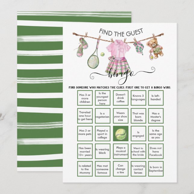 Convites Tênis de pré-disquete Encontre o BINGO convidado (Frente/Verso)