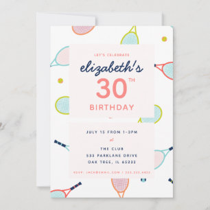 Convites Tênis Festa de aniversário Coral Azul Verde Person