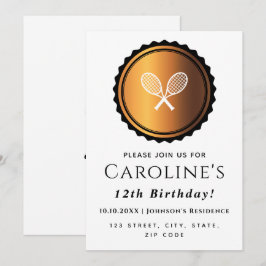 Convites Tênis Rackets Dourados e Negros e Partes de Jogado