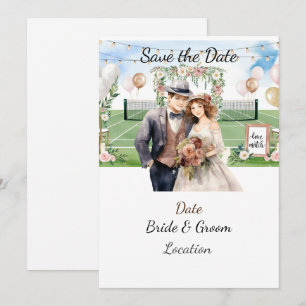 Convites Tênis Salve a data do casamento do Tênis Player