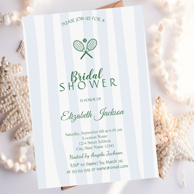 Convites Tênis Verde Rackets Azul Chá de panela Strike (Criador carregado)