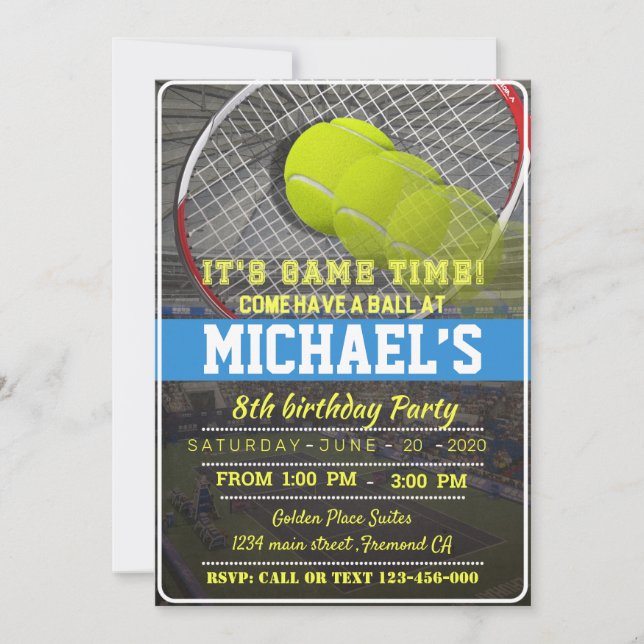 Convites Tennis Birthday Invitation (Frente)
