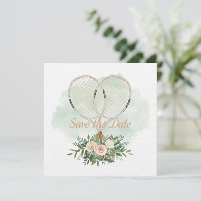 Convites Tennis Save the date Invitation  for Wedding  (Em pé/Frente)