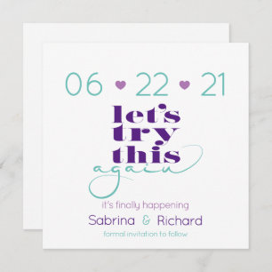 Convites Tente novamente Lilac EggPlant Teal Salvar a Data