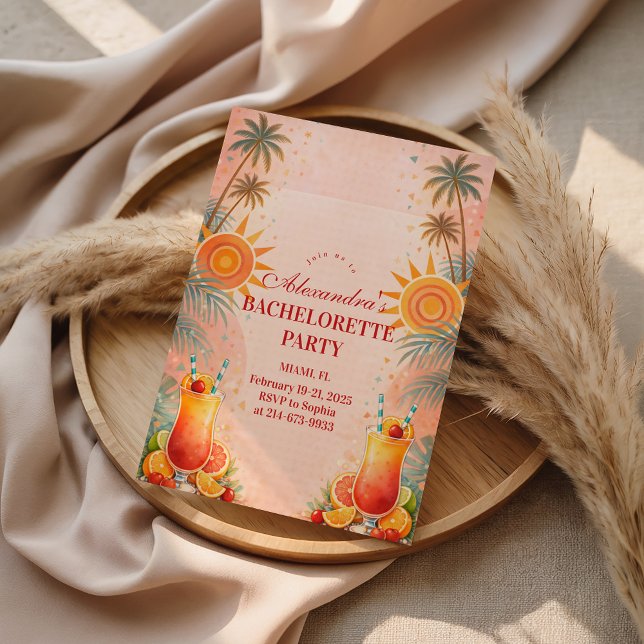 Convites Tequila Sunrise Sunset Cocktail Bachelorette Party (Criador carregado)
