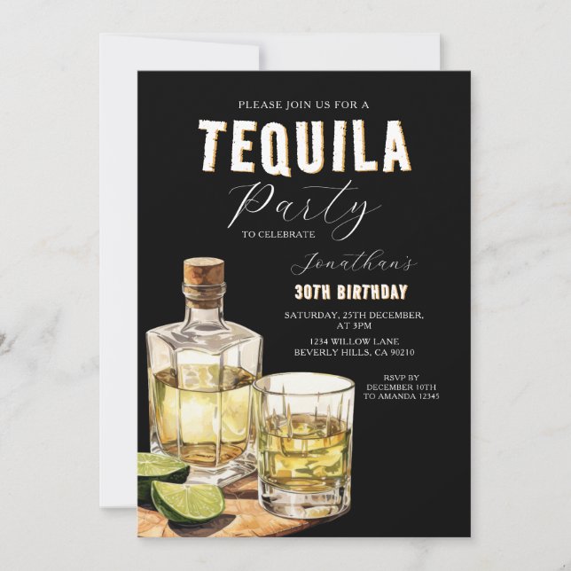 Convites Tequila Tasting Adult Birthday Surprise Party (Frente)