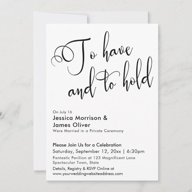 Convites Ter e Manter Caligrafia Recepção Apenas (Frente)