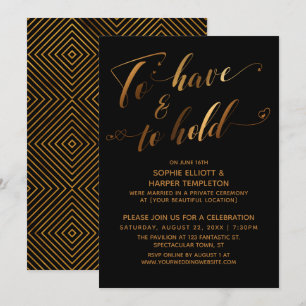 Convites Ter e Manter Evento Pós-Casamento Black Gold