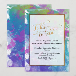 Convites Ter e Manter Recepção Artística Colorida Dourada