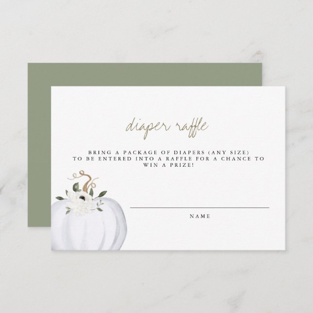 Convites Tera - Boho Greenery - Fralda Dourada Raffle Ticke (Frente/Verso)