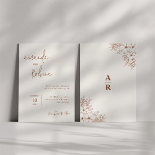 Convites Teracota Simples Casamento Elegante Moderno Quente