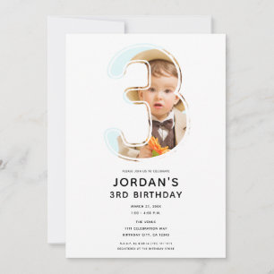 Convites Terceiro aniversário de 3 anos de Foto do Grande N