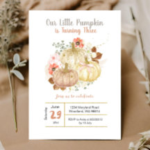 Terceiro aniversário Dourado Pumpkins Floral