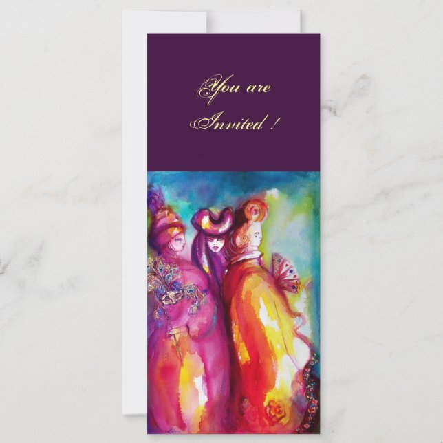 Convites TERCEIRO BAILE de máscaras, dourado vermelho amare (Frente)