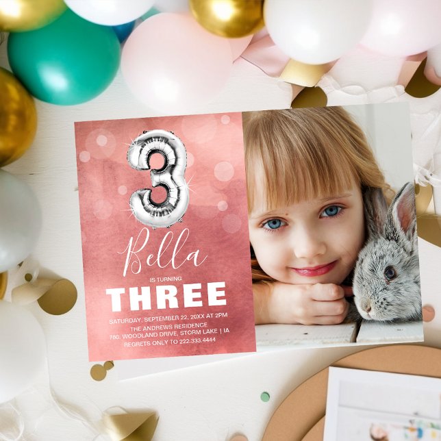 Convites Terceiro Balão de Prata de Aniversário | Festa de  (Criador carregado)