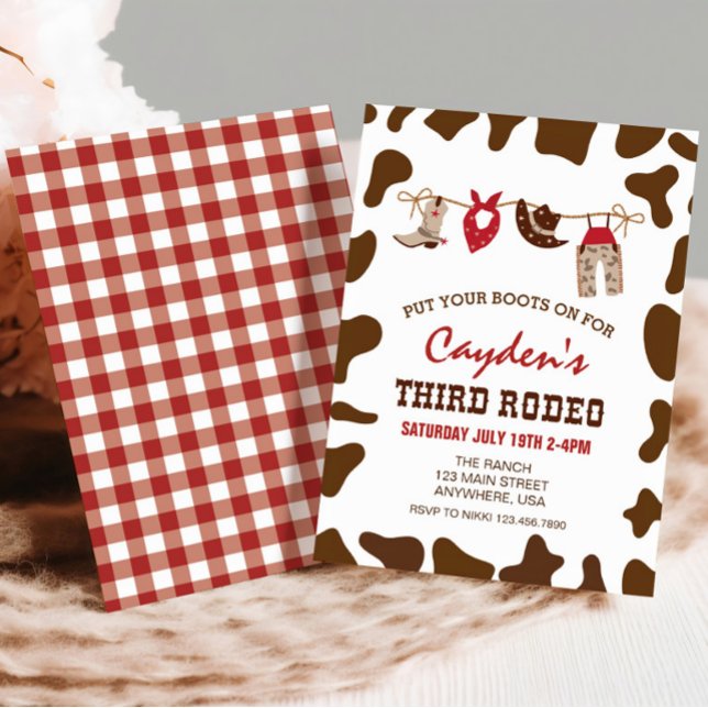 Convites Terceiro Rodeo - aniversário de 3 anos do Vaqueiro (Criador carregado)