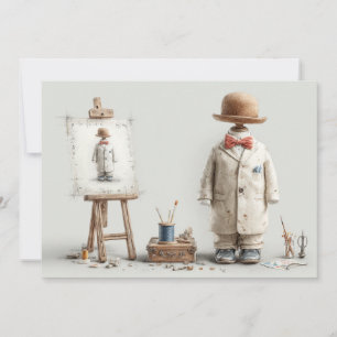 Convites Terninho de bebê de artista francês de 1º aniversá