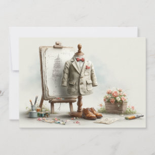 Convites Terninho de bebê de artista francês de 1º aniversá
