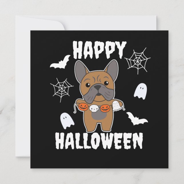 Convites Terninho de Halloween para Bulldog Francês (Frente)