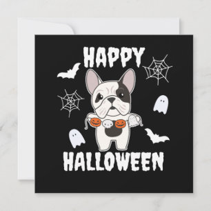 Convites Terninho de Halloween para cachorro Bulldog Francê