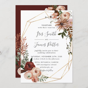 Convites Terra Burgundy Blush Orange Greenery Casamento out