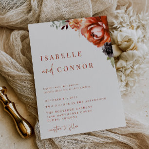 Convites Terra Cotta Autumn Floral Wedding