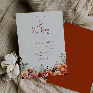 Convites Terra Cotta Fall Floral Wedding