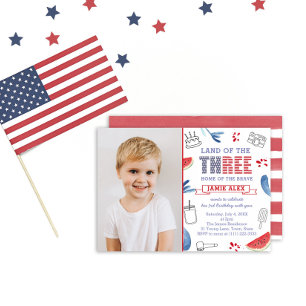 Convites Terra Da Foto De Três aniversário de 3 anos