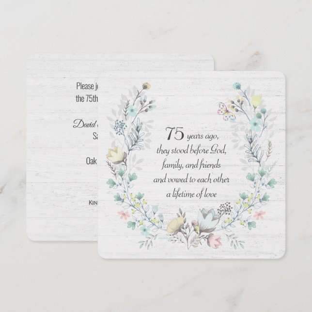 Convites Terra do 75.º Aniversário sobre Madeira (Frente/Verso)