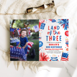 Convites Terra do aniversário de 3 anos Patriótico de Três
