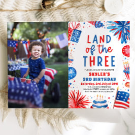Convites Terra do aniversário de 3 anos Patriótico de Três