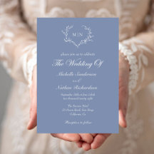 Terra do Monograma de Casamento Azul Elegante