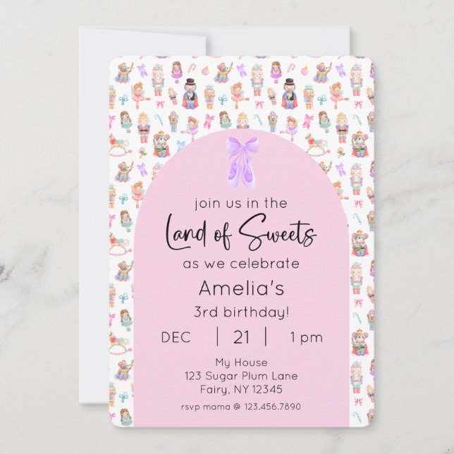 Convites Terra do Sweets Nutcracker Foto de Aniversário (Frente)