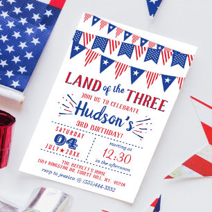 Convites Terra Dos Três! Partido aniversário de 3 anos de 4