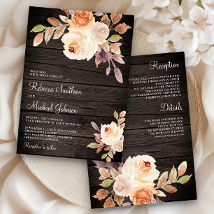 Convites Terra Dusty Peach Floral Tudo em Um Casamento de M