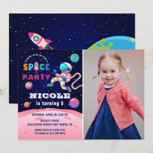 Convites Terra Foto de aniversário do Astronauta Espacial 