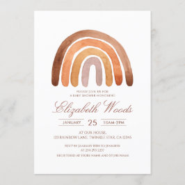 Convites Terra Tone Watercolor Boho Chá de fraldas Arco-Íri