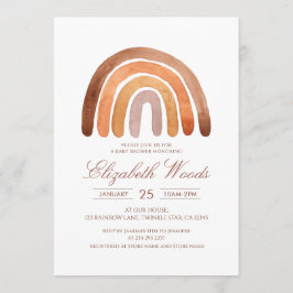 Convites Terra Tone Watercolor Boho Chá de fraldas Arco-Íri
