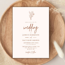 Convites Terracota Botânicos Minimalistas Boho Casamento