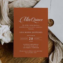Convites Terracota Caligrafia Mis Quince Quinceañera